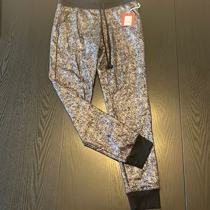 Black/metallic silver joggers